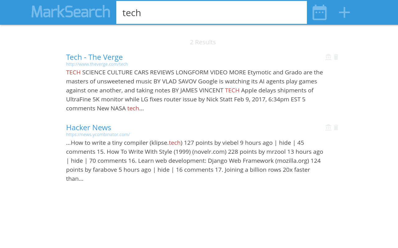Screenshot Of MarkSearch Search Page