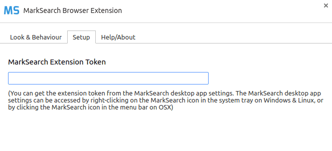 Screenshot Of MarkSearch Extension Setup